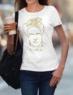 T-shirt woman Frida Kahlo Official Gold Line Art style - Blasfemus