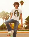 Men T-shirt  - Bob Marley reggae - white short sleeves Blasfemus