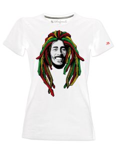 Men T-shirt  - Bob Marley reggae - white short sleeves Blasfemus