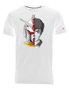 T-Shirt Uomo robot Gundam Amuro Ray cartoni animati anni 80 - bianca