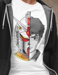 T-Shirt Gundam robot Amuro Ray cartoon 80s - Blasfemus