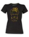 T-shirt donna Frida Kahlo Ufficiale stile Line Art - bianca - nera