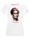 T-shirt donna Frida Kahlo Ufficiale stile colors energy art - bianca