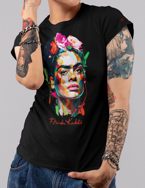 T-shirt woman Frida Kahlo Official colors energy art style - Blasfemus