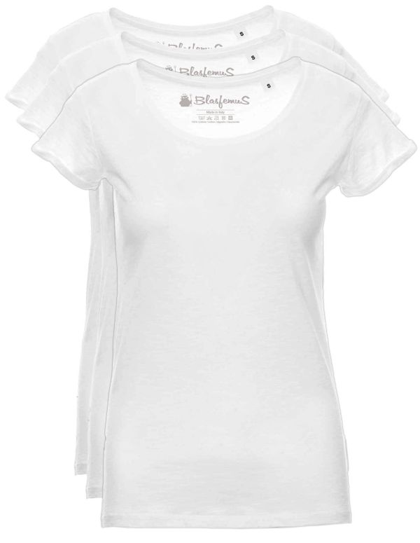 Basic women's t-shirt - short sleeve cotton t-shirt - 3 pack - wide crew neck - Blasfemus