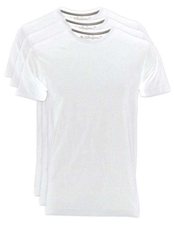 Basic men's t-shirt - short sleeve cotton t-shirt - 3 pack - round crew neck - Blasfemus