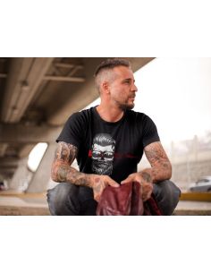 T-shirt uomo nera - Teschio con barba e occhiali - Blasfemus