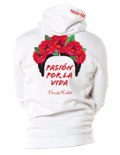 Women's hooded sweatshirt - Frida Kahlo Official written Pasion por la vida