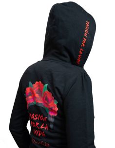 Women's hooded sweatshirt - Frida Kahlo Official written Pasion por la vida