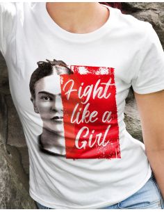 T-shirt donna - Frida Khalo Ufficiale scritta Fight like a Girl - Blasfemus