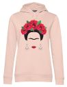 Women's Hooded Sweatshirt Frida Kahlo Official Red Roses and Earrings - Blasfemus