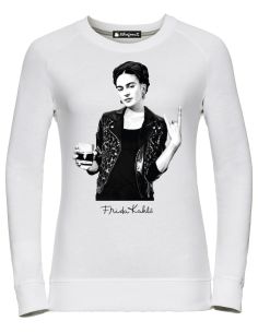 Felpa donna bianca - Frida Kahlo Ufficiale stile rock